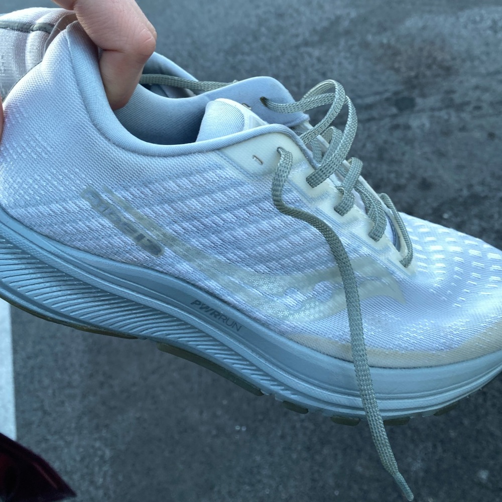 Saucony all white womens running shoes.